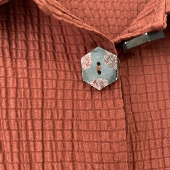 Niche Nilgun Derman Top Womens Size XL Lagenlook Crinkle Rust Orange P2 - Picture 4 of 8